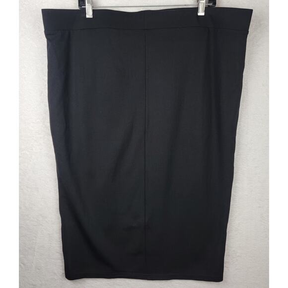 3X Black Midi Knit Skirt Fitted Pull On Lace Slit Party Gothic Dark Romantic - Picture 2 of 5